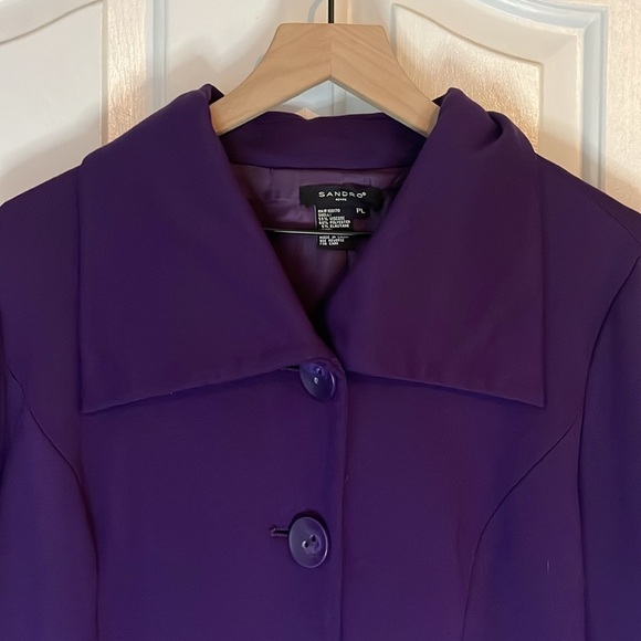 Sandro | Eggplant Purple 3/4 Sleeve Blazer Size Large Petite Office Business - Picture 3 of 10